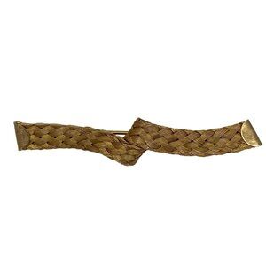 Vintage Bar Pin 2.5" Gold Tone Basket Weave Strands